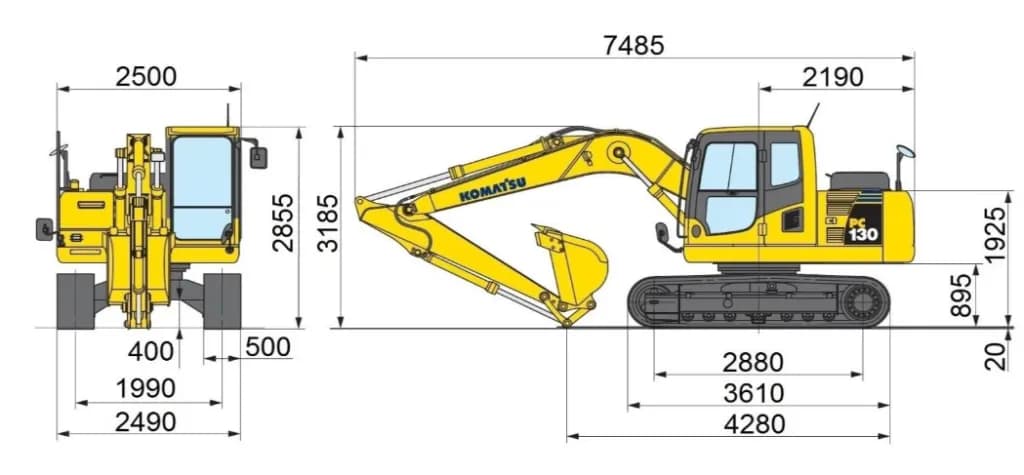Gdzie dokładnie znajduje się przód koparki gąsienicowej i jaką pełni rolę?